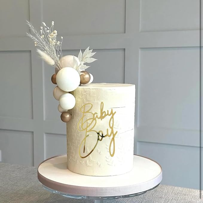 Gold Acrylic Baby Boy Cake Topper,Baby Shower/Newborn Gender Reveal Party Decorations,Welcome Baby Patry Supplies,Boy's Theme Party Cake Decor