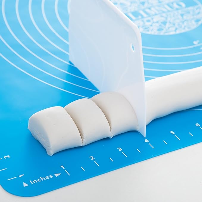 LIMNUO Silicone Baking Mat, Extra Thick Large Non Stick Pastry Mat Sheet for Dough Pie Crust Rolling Mats (Blue, M-16''(W)*20''(L))