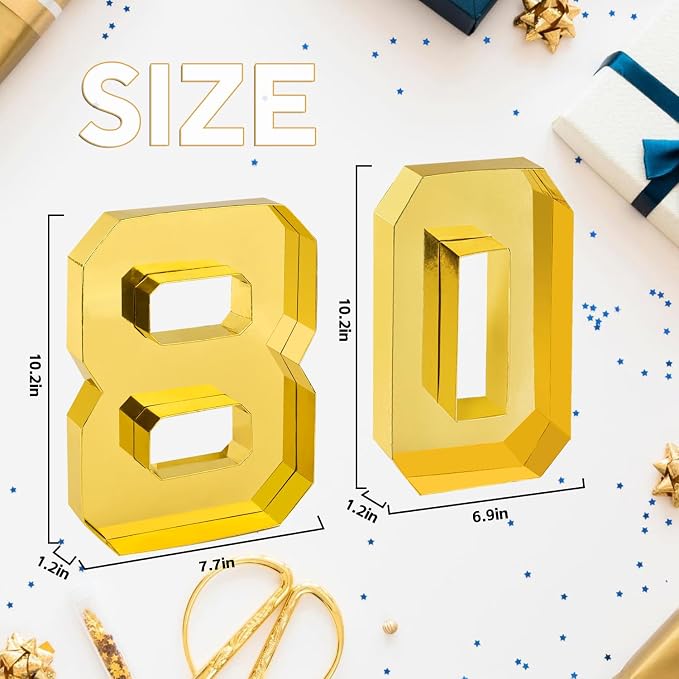 Cardboard Number for Charcuterie 80 Set Fillable Tray 10.2'' Gold Charcuterie Paper Box for 80th Birthday Anniversary Party Decorations Chocolate Candy Cupcake Container