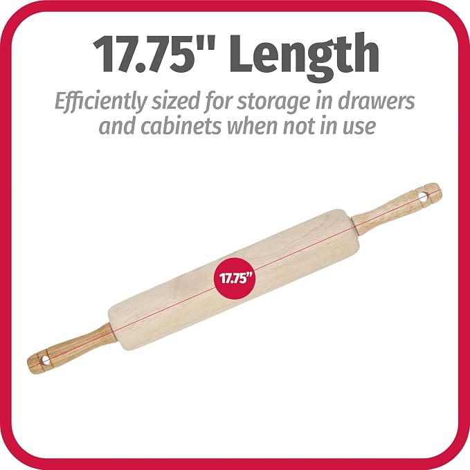 GoodCook Everyday Rolling Pin,17 inches,Wood,(Pack of 6)