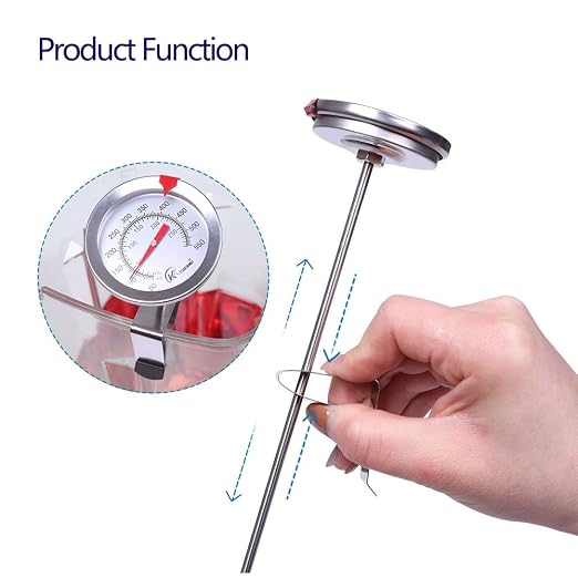 KT THERMO Deep Fry Thermometer with Instant Read,Dial Thermometer（2-Pack）,6" Stainless Steel Stem Meat Cooking Turkey,BBQ,Grill