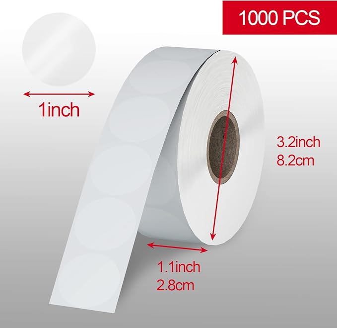 Misofuki 1" Clear Circle Stickers (1000 Pcs), Transparent Self-Adhesive Seals for Envelope, Cosmetic Box, Gift Bag, Mail, PVC Material, Round Wafer Package Seals
