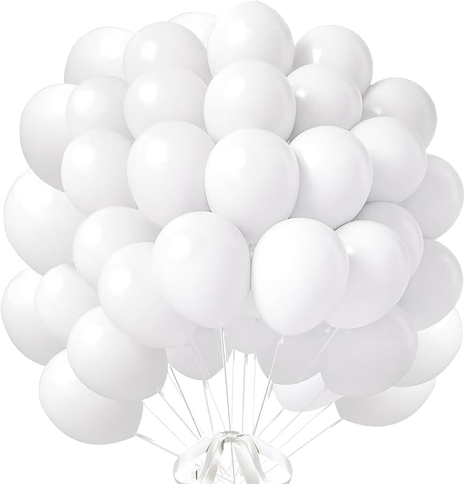 160Pcs White Balloons 12 Inch Latex Balloons for Baby Shower Birthday Wedding Party Decorations
