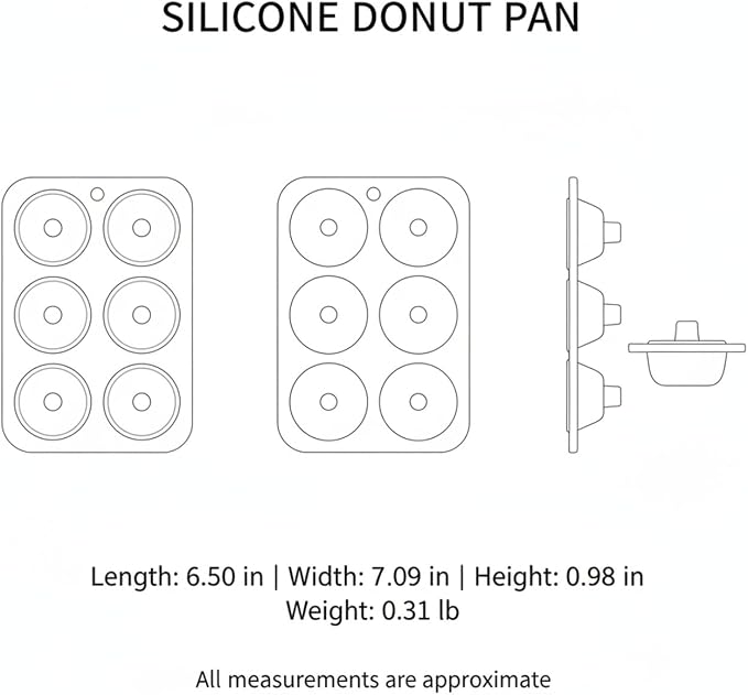 Silicone Donut Pan, 6-Cavity Baking Tray for Oven (1 PC)