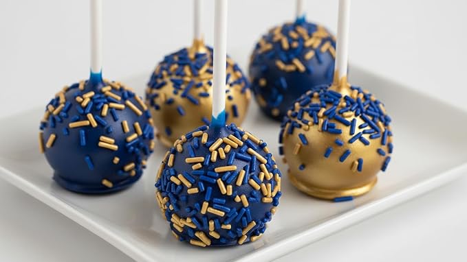 NCS Dark Blue & Gold Jimmies Edible Sprinkles – Cupcake, Cake & Cookie Decorations, 7 oz
