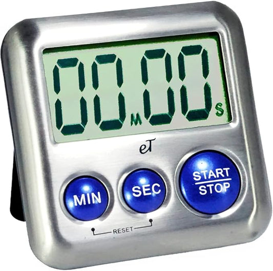 Elegant Digital Kitchen Timer Stainless Steel - Loud Alarm Model eT24 Plum