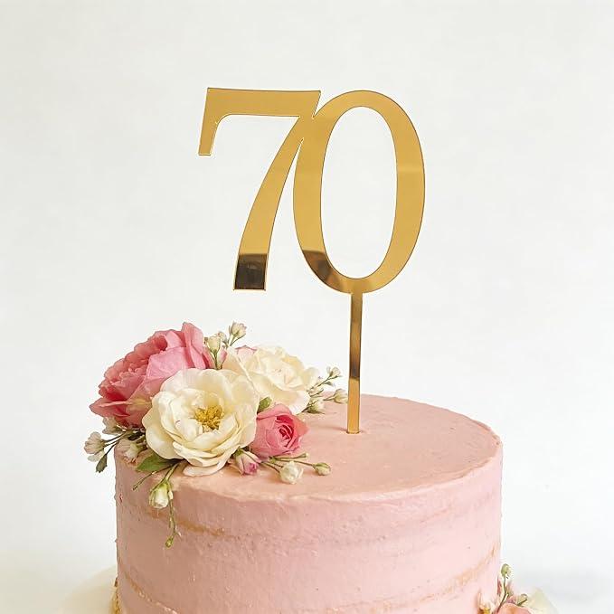 Acrylic Seventy Cake Topper, 70th Birthday Cake Toppers, 70th Anniversary Party Decorations Supplies,Cheers to 70 Years Birthday Party Decorations