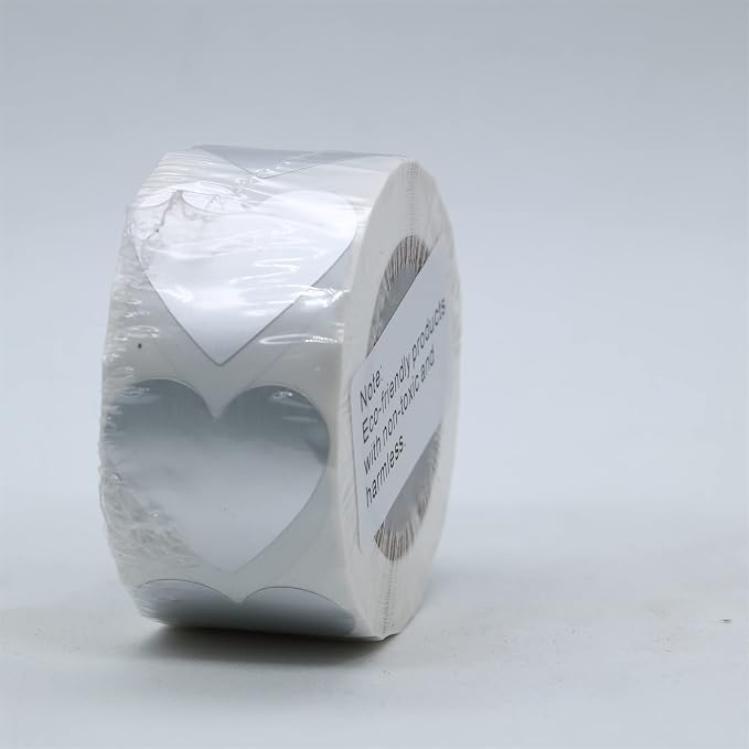 HYBSK 500pcs 30mm Silver Heart Stickers for Crafting Scrapbooking Envelope Present Seals (Silver)