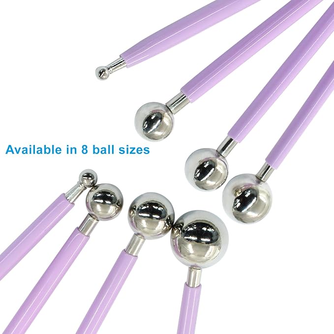 4Pcs Metal ball Fondant Tool Stainless Steel Modelling Ball Tools Set DIY Cake Decorating Tool for Sculpting and Shaping (Purple)