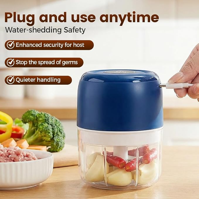 Electric Garlic Chopper, 2026 New Mini Food Processor & Food Chopper for Kitchen, Portable Cordless Garlic Mincer, Rapidly Garlic Minces Ginger Onion Chili Veggie (White，250ml)