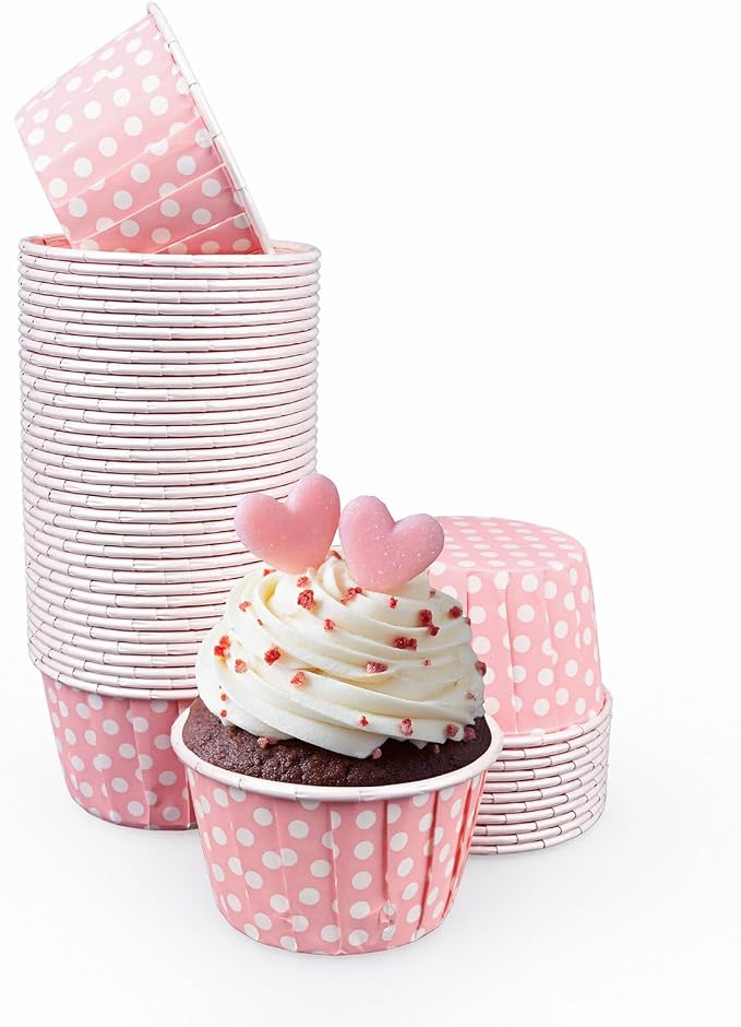 Cupcake Liners 50 Pack, Miliocry 3.5oz Mini Cupcake Cups for Baking, Disposable Paper Baking Cups Cake Containers Muffin Liners Wrappers Holders for Wedding Birthday Party Pink