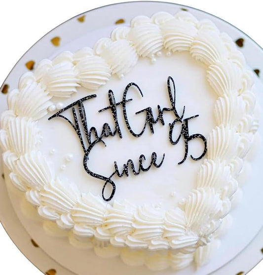 Acrylic Cake Topper Charm | Custom, Flat Acrylic, Personalized Birthdays, Elegant Script, Cake Decoration