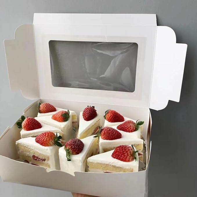 8x6x2.5In 30pcs White Cookie Boxes with Window, Pastry Boxes for Gift Giving, Treat Boxes for Donuts, Wedding Dessert, Valentine's Day, Women's Day, Mother's Day, and Holiday Gatherings.