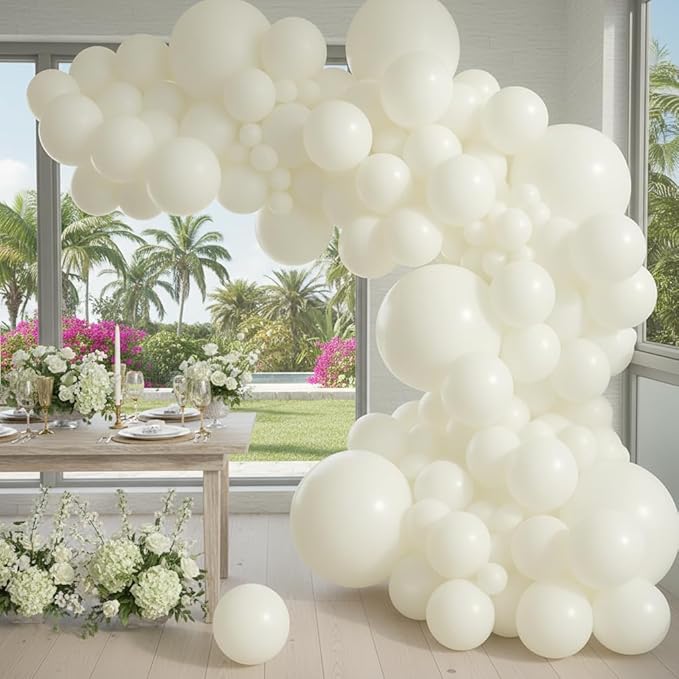 Balloon Garland Arch Kit – 146 Pcs White Balloons for Baby Shower, Birthday, Gender Reveal, Wedding Party – DIY Kit by Vellax™