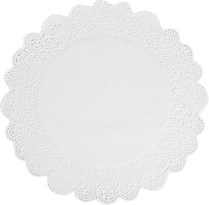 Restaurantware Pastry Tek 12 x 12 Inch Lace Doilies 100 Decorative Tableware Placemats - Disposable Round White Paper Table Doilies For Birthdays Or Weddings Table Decor