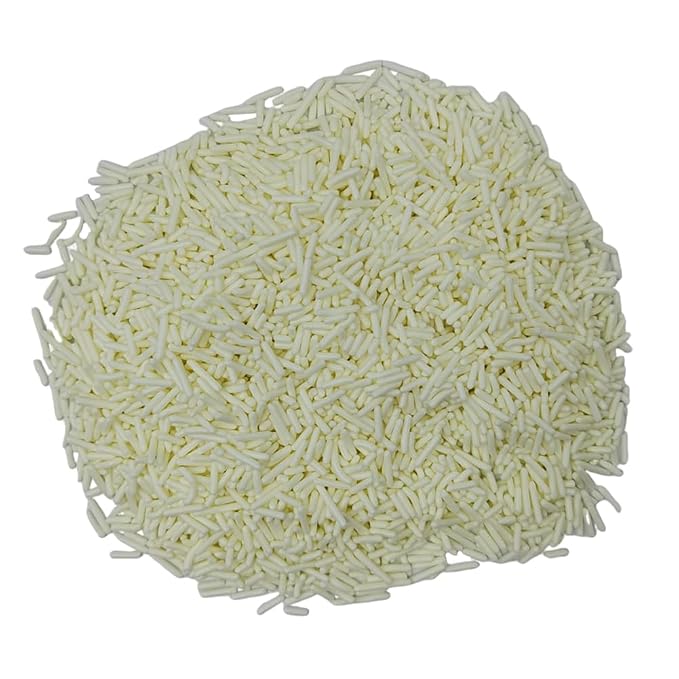 Homankit White Jimmies Sprinkles Edible White Sprinkle Candy Soft Jimmies Toppings for Ice Cream, Cupcake, Cake, Cookie, Dessert Decorating 2.75 Ounces