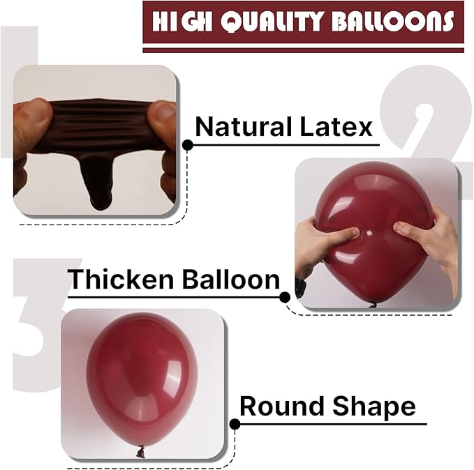 PartyWoo Burgundy Balloons 100 pcs Different Sizes of 18 12 10 5 Inch Dark Chestnut Red Maroon Balloon Arch Kit Garland for Birthday Graduation Anniversary Cherry Casino Party Decorations Red-Y62