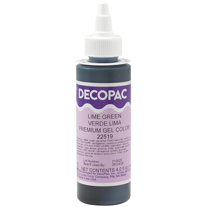 DecoPac Lime Green Trend Premium Gel Color Cake Decorations, Green Food Coloring - Lime Green Gel Color - 4 Fl Oz