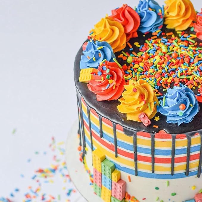 Primary Color Sprinkles ABC Alphabet Sprinkles for Cake Decorating, Baking Cookies, Cupcakes - Bright Colorful Rainbow Cake Sprinkle Decorations and Toppings in Jimmies, Nonpareils, Pearls, with Confetti and Star Quin Sprinkle