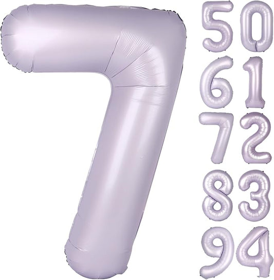 Lilac 7 Balloon, Number Balloons 40 Inch, Lavender 7th Birthday Decorations for Girls Kids, Party Decoration for Women, Number 7 Balloon