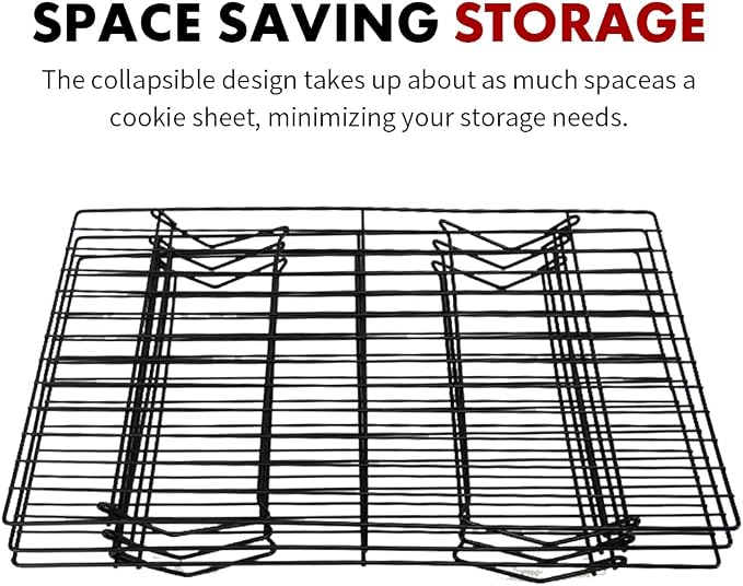 ShellKingdom Cooling Racks, Stainless Steel Non-Stick Baking Racks And Oven Safe Wire Cool Racks for Cookies, Cakes and Baking,3-Tier,Foldable