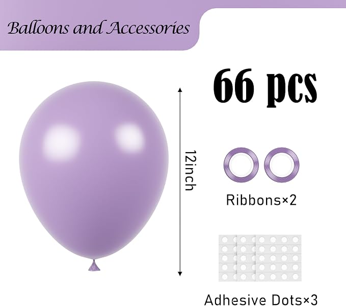 Voircoloria Lilac Purple Balloons, 66pack 12inch Faded Purple Latex Party Balloons for Wedding, Birthday, Graduation, Bridal Shower, Baby Shower, Gender Reveal, Anniversary Party Decorations