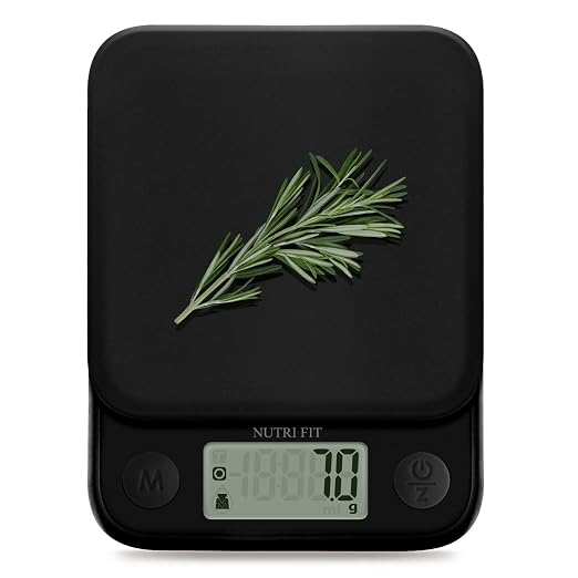 Food Scale Kitchen Scale Weight Grams and Ounces Small Digital Scale for Weight Loss Baking Cooking Coffee of NUTRI FIT, Max 11lb 0.5g Increment, LCD Smart Tare, Easy to Use for Travel, AAA Battery