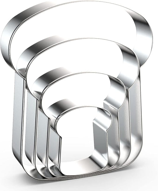 Slice of Bread Cookie Cutter Set - 5", 4", 3", 2" - 4 Piece Toast Food Cookie Cutters Shapes - Stainless Steel