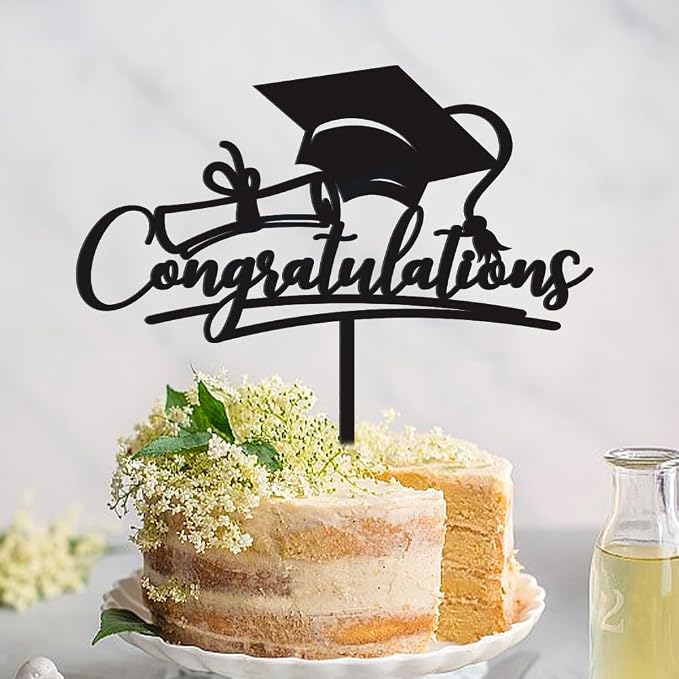 Congratulations 2026 Graduation Cake Topper,Congrats Grad Cake Decor - 2026 High School/College/Senior Graduation Party Decorations Supplies (black Acrylic)