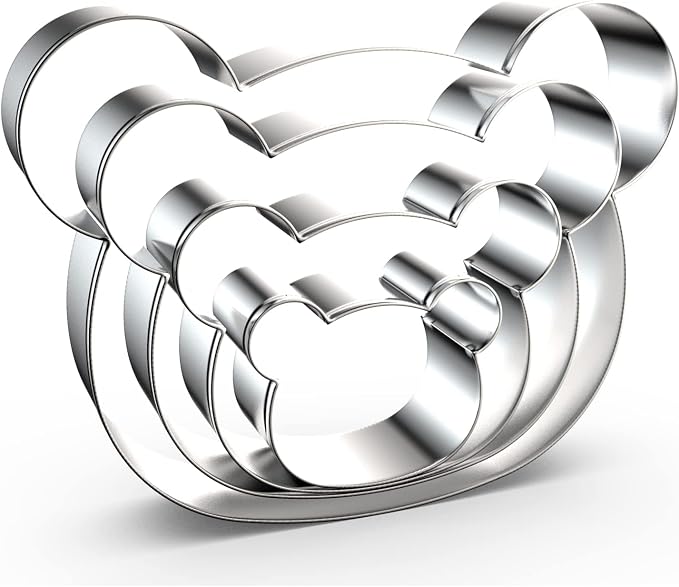 Teddy Bear Head Cookie Cutter Set Large - 5", 4", 3", 2" - 4 Piece Polar Bear, Koala, Panda Face Cookie Cutters - Stainless Steel