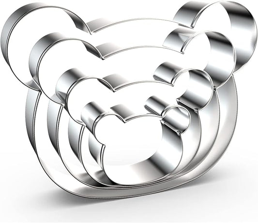 Teddy Bear Head Cookie Cutter Set Large - 5", 4", 3", 2" - 4 Piece Polar Bear, Koala, Panda Face Cookie Cutters - Stainless Steel