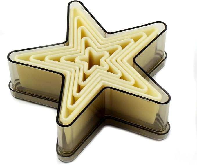 O'Creme Five-Point-Star-Shaped Heat-Resistant Plastic Cutter in Five Sizes, One of Each