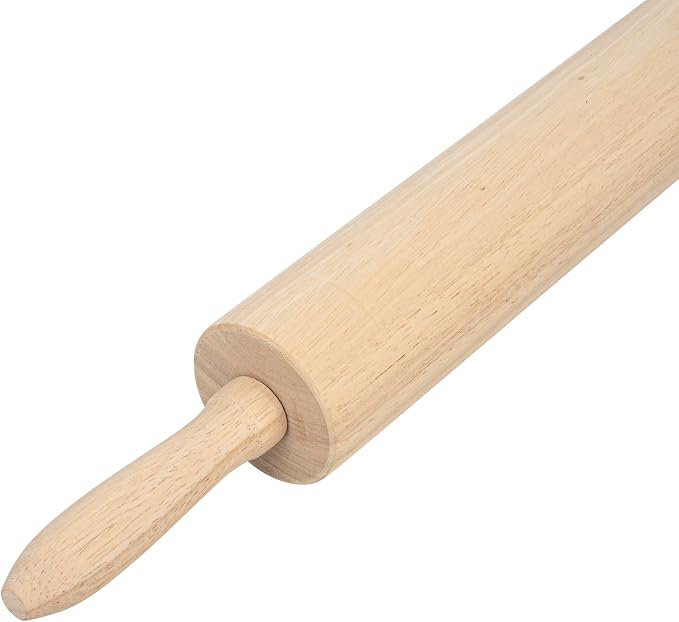 Restaurantware Wood Rolling Pin 1 Count 13 Inches Solid Wood Baking Tool, Ergonomic Dough Roller With Smooth Rotation, Beige Kitchen Pastry Tool for Professional Bakers