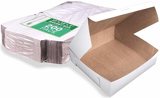 SCT White One-Piece Non-Window Bakery Boxes, 10 x 10 x 3, White, Paper, 200/Carton