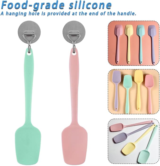 8 PCS,8.2Inch Silicone Spatulas Rubber Spatula Small Spatula Baking Mini Spatula Mixing Tool for Nonstick Cookware (8Pcs 4 Colors)