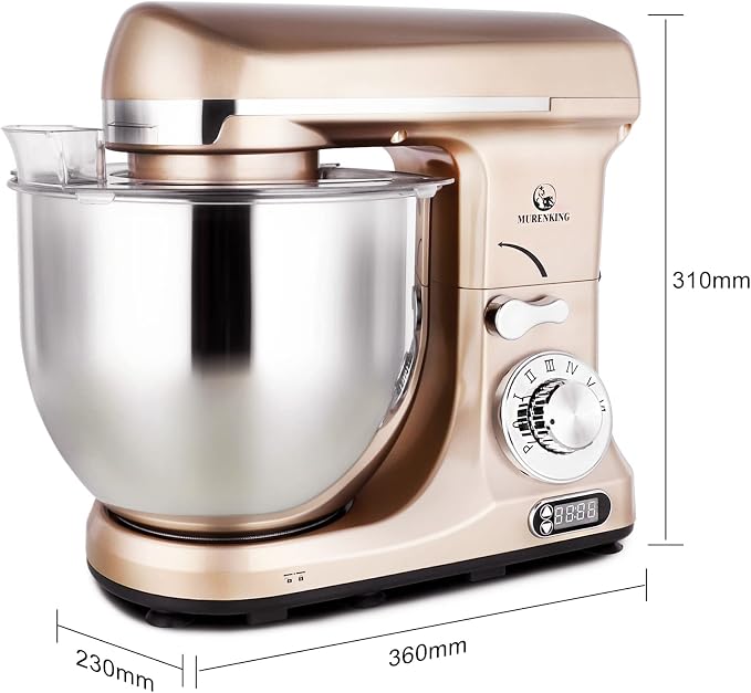 Professional Stand Mixer, 6-Qt with Timer, MK37 500W 6-Speed Tilt-Head Food Electric Mixer Kitchen Machine,Plastic (Champagne)