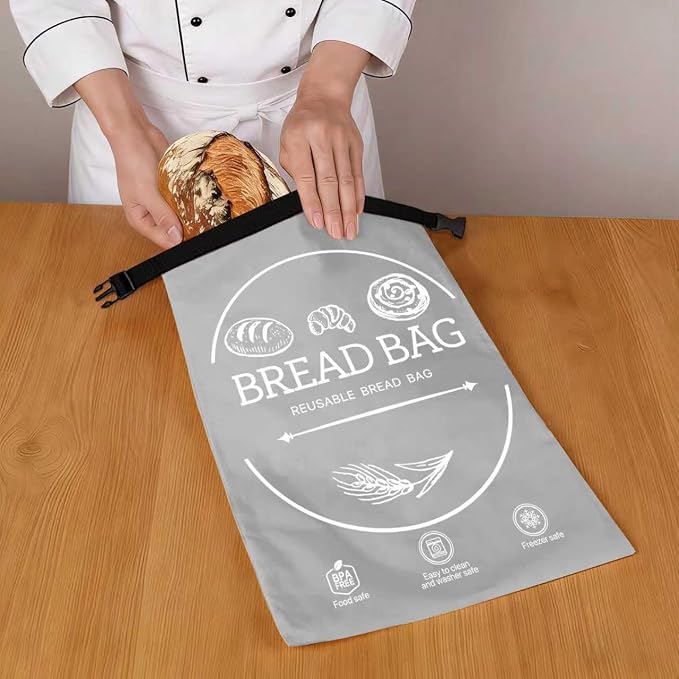 Bread Bags for Homemade, Beeswax Reusable Bread Bag for Sourdough, 1 Pack 17×13 Inches XL-Waxed Food Storage Bag to Keep Sourdough Fresh, Freezer-Safe, Eco-Friendly (Grey)