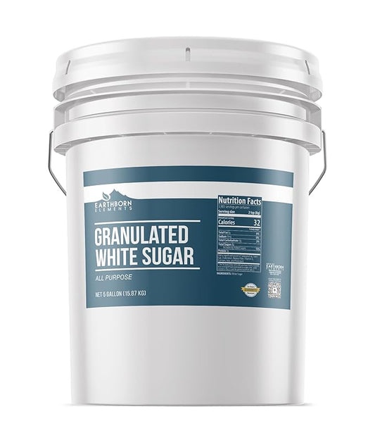 Earthborn Elements Granulated White Sugar 5-Gallon Bucket, Baking & Kitchen Staple, Non GMO (35 Pounds)