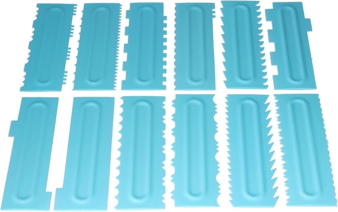 EVGATSAUTO 12-Piece Cake Decorating Comb Set, DIY Fondant Scraper Tool for Baking, Cake Pattern Modeling Kit for Home Kitchen Bakery