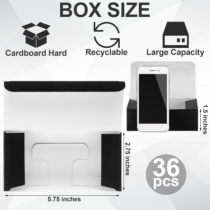 FillTouch 36 Pcs Black Bakery Boxes 5.75 x 2.75 x 1.5 Inch Black Cookie Boxes Pastry Box for Cupcakes, Desserts, Cookies, Candies Donuts Cookie Containers for Party Favor and Gifts