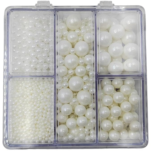 White Pearl Sprinkles for Cake Decorating, 4 Sizes Mix Size, Edible Pearls for Cupcake Topper, Ice Cream, Donuts, Baking Decoratings (2mm, 4mm, 7mm, 10mm)