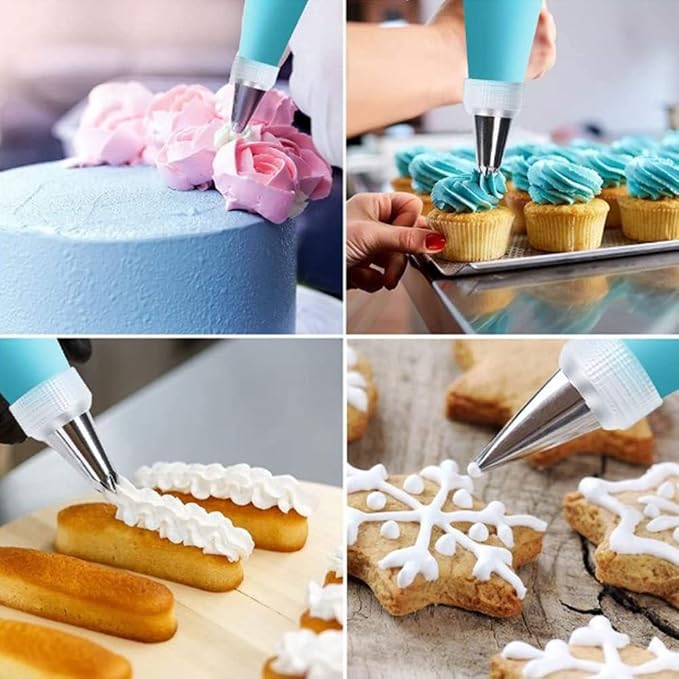 12 inch Silicone Pastry Bags 6-Pack Reusable Cake Decorating Bags Baking Cookie Icing Piping Bags Bonus 6 Icing Couplers for Standard Tips
