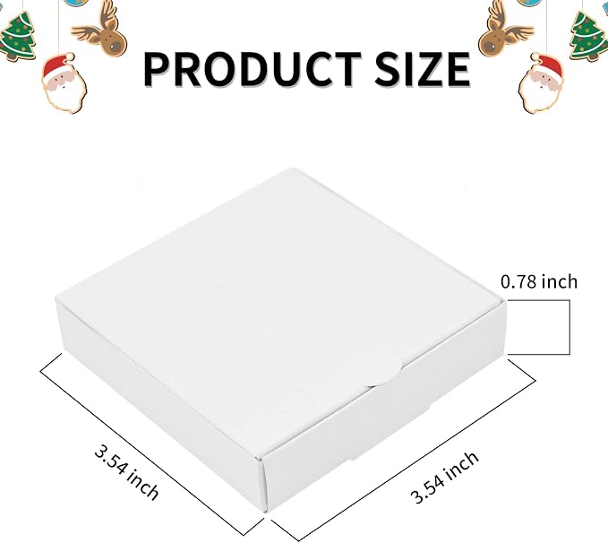 WANGDEFA 50 PCS 3.5 x 3.5 Inch Mini Pizza Boxes Square Cardboard Mini Pizza Box for Celebrations Party Favors Christmas Birthdays Valentines Day Weddings