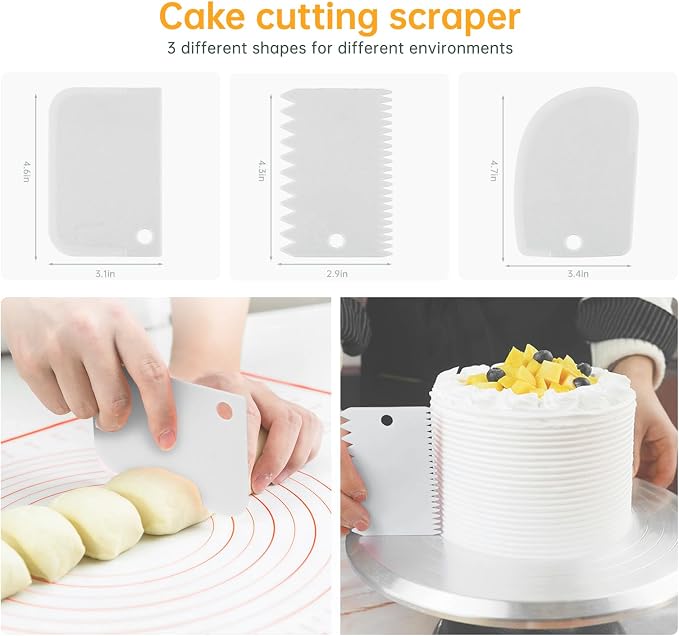 12 Inch Cake Turntable Decorating Stand with Aluminum,Cake Turntable Decorating Kit,Rotating Cake Stand Cake Spinner Stand Leveler Set Pastries Decorations Cake Turner Table Tools