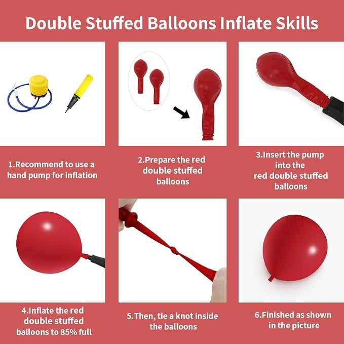Double Stuffed Red Balloons Different Size 115Pcs 5/10/12/18 Inch Rudy Red Balloon Garland Arch kit for Birthday Wedding Baby Shower Christmas Party Decorations