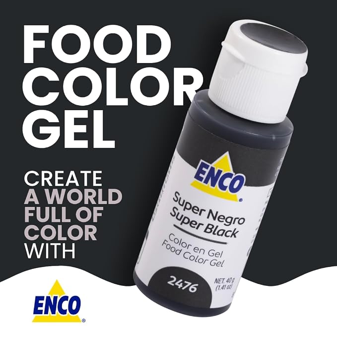 ENCO Food Coloring Gel Super Black 1.41 oz (40g) Concentrated, Vegan