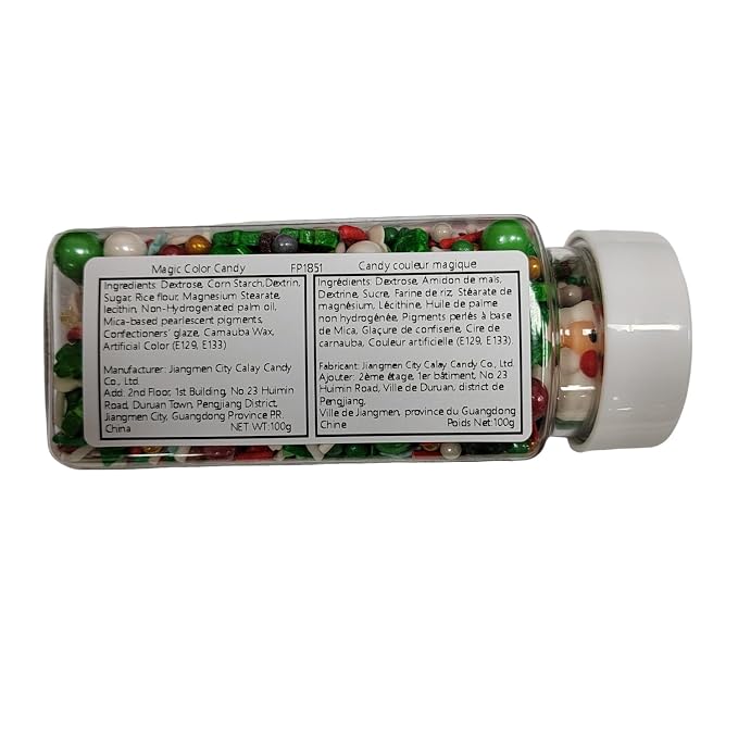 Christmas Sprinkles Edible Santa Claus Red and Green Pearl Sprinkles Mix Holiday Christmas Themed Cake Cupcakes Toppers Decoratings