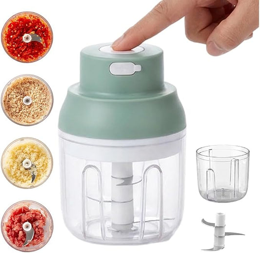 Electric Garlic Chopper, 2026 New Mini Food Processor, Rechargeable Cordless Garlic Mincer Onion Chopper, Portable Veggie Food Chopper for Ginger Chili Fruit Meat Kitchen Gadgets (Green, 250ml)
