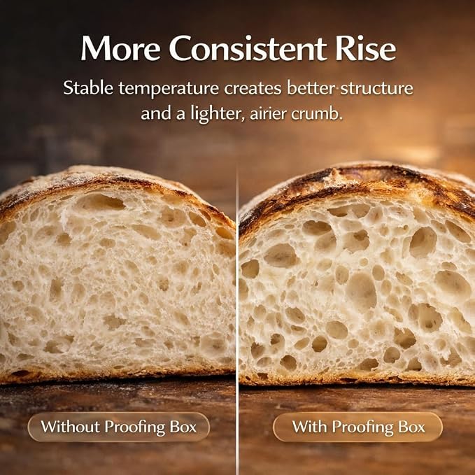 Wwyybfk Bread Proofing Box with Temperature Control, Foldable Dough Fermentation Box for Sourdough, Pizza Dough & Home Baking, Keeps Dough Warm in Cold Kitchens