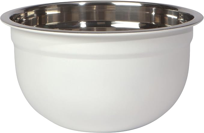 Now Designs Matte Coated Steel Mixing Bowls, White, 5 qt, 3 qt, 1.5qt, Set of 3